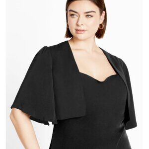 NWT City Chic Splendour Black Cropped Flutter Sleeve Open Front Jacket 24 Plus